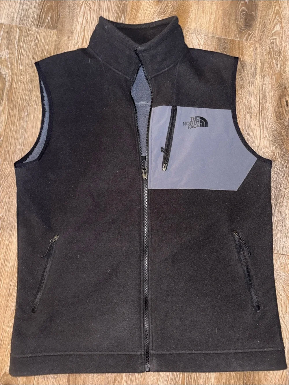 The North Face Denali Two Toned Fleece Black Grey Vest Mens Large